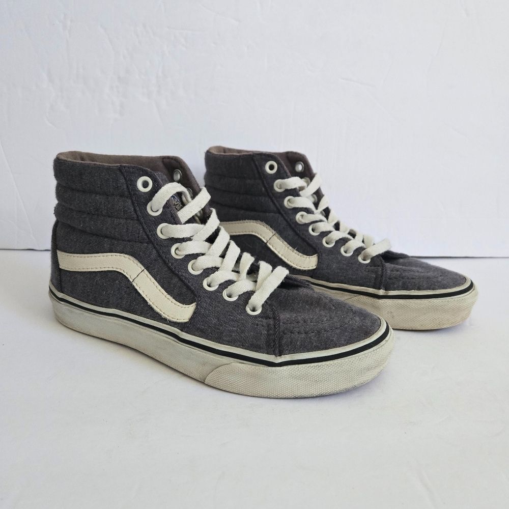 Vans High Top Denim Grey Sneakers Shoes Womens size 5.5